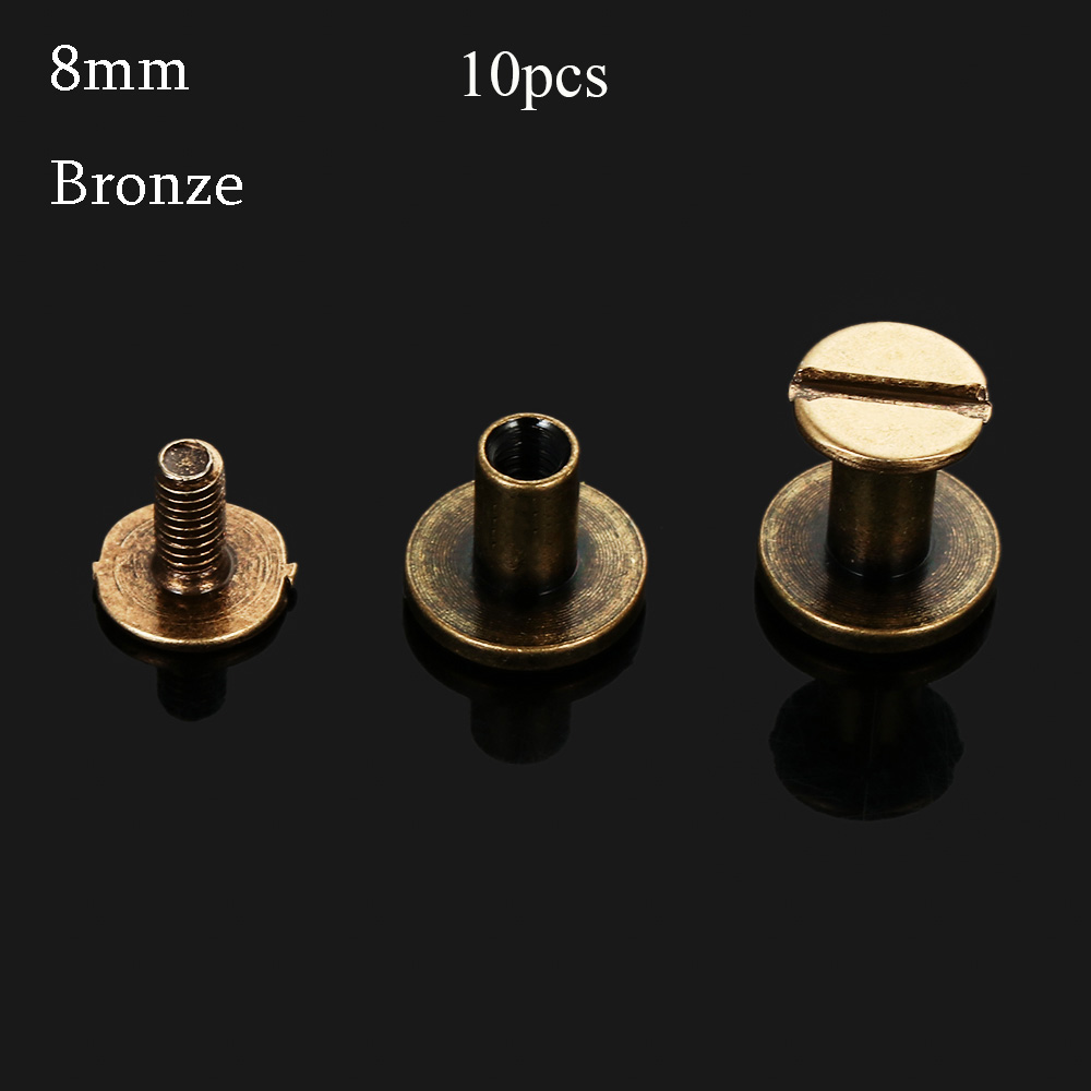 10Pcs 5/6.5/8Mm Diy Band Klinknagels Schroef Leather Craft Solid Nail Bolt Boekhouding Ronde Kop Schroeven Bagage Craft Messing nail: bronze-8mm-10pcs