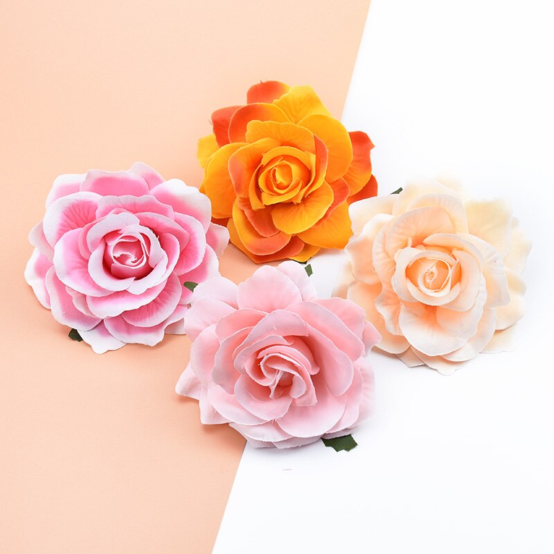 10 stk kunstige blomster til hjemmet bryllup dekoration julekrans brud broche diy håndlavet æske silke roser blomstervæg