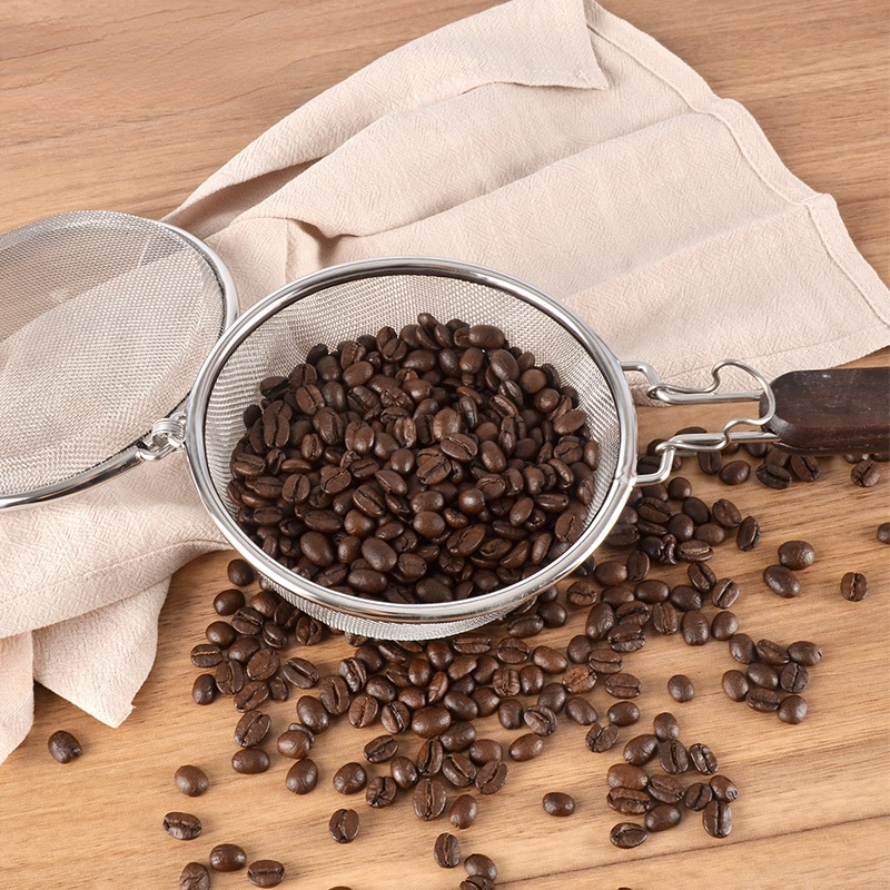 Handleiding Koffiebrander Machine Roestvrij Staal Gemaakt Hand Gebruik Koffieboon Baker Houten Handvat