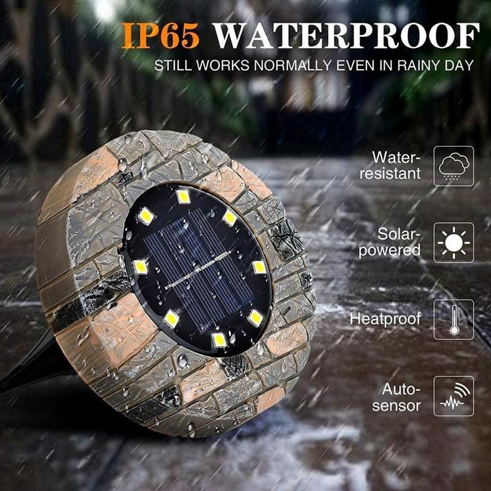 Luz Solar subterránea imitación de piedra patrón decoración de jardín luces de tierra lámpara al aire libre impermeable IP65 pasarela lámpara de camino