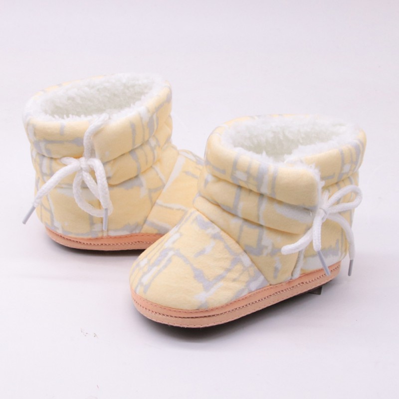 Weixinbuy baby sko baby støvler støvletter pige ffloral print tyk vinter blød spædbarn dreng varm sko 0-18m: Y1