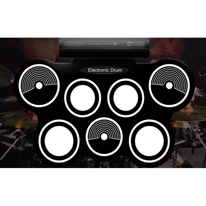 Portable Jazz Drum Jazz Drum Foldable Digital Drum Dual Speaker Stereo Electronic Drum Plug Eu