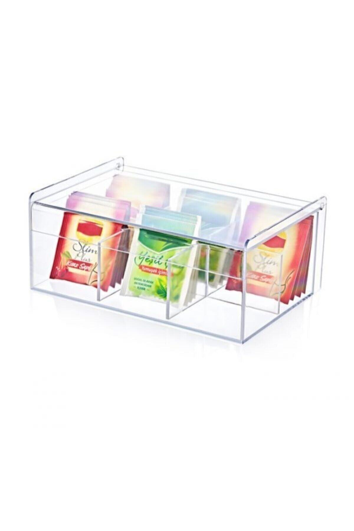 Home Office Decoration Kitchen Tea Box 6-compartment Lid Bag Herbal Tea Storage Container