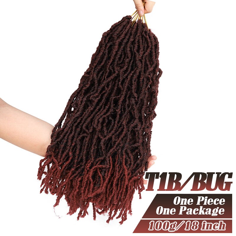 Pelo trenzado rizado negro de 18 pulgadas, 21 hebras, Afro, rizado Nu, Locs de imitación, ganchillo, degradado sintético, para mujeres negras: TBUG