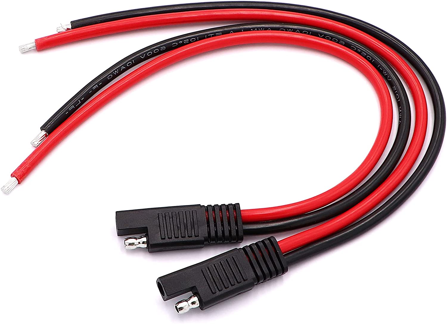 Lot de 2 rallonges avec connecteur SAE, 10awg, 1ft, câble d'extension pour automobile, connecteur à déconnexion rapide SAE, panneau solaire