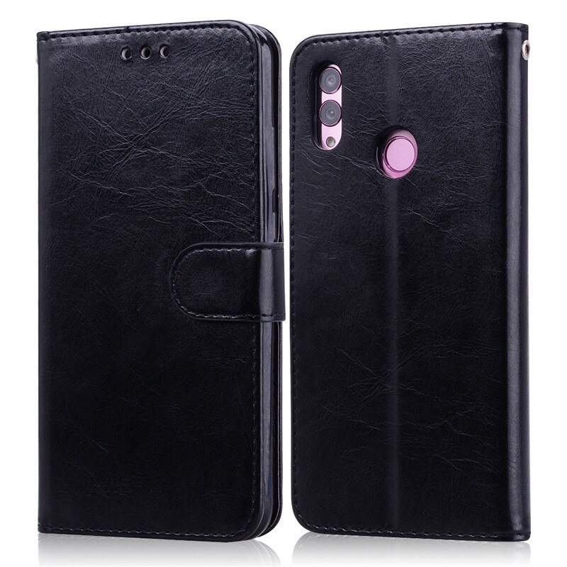 For Huawei P Smart Case 6.21 Leather Wallet Flip Case For Huawei P Smart Case TPU Cover POT-LX1 POT-LX3 Phone Case: Black
