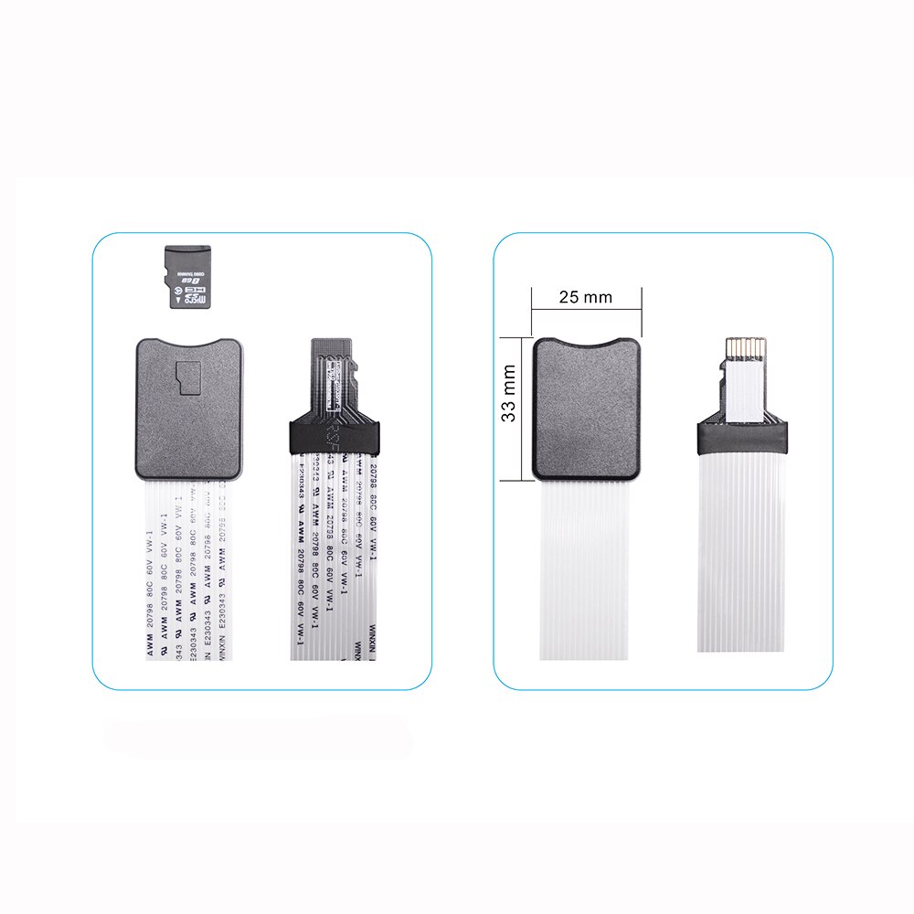 Elistooop TF to micro SD card Flex Extension cable 25CM 48CM 62CM Extender Adapter Car GPS mobile Memory Card Extender Cord Li