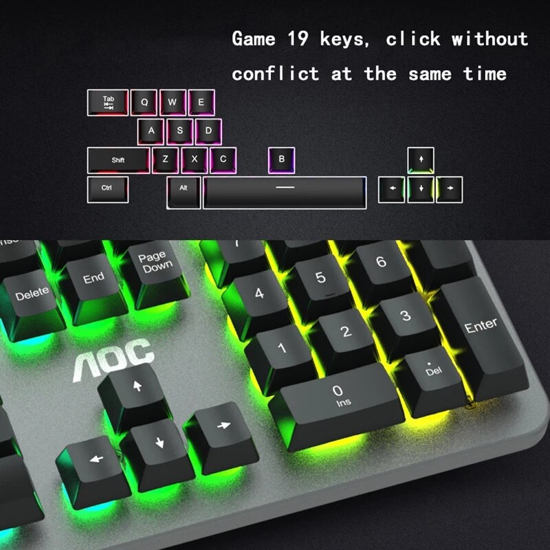 Mechanical Feeling Keyboard Mouse Combos Gaming Office Wired Keyboards Rainbow Backlits Mouse Ergonomic Metal Panel Keypads