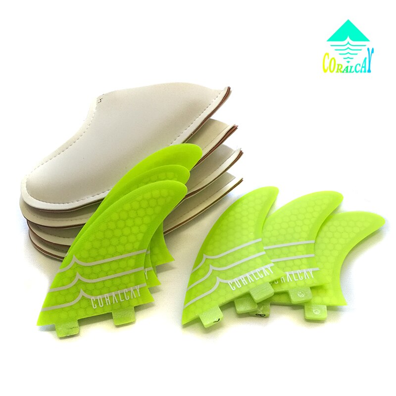 Aletas para tabla de Surf Coral-cay FCS, Tri Truster, amarillo, rojo, verde, fibra de vidrio, kitesurf, quillas FCS de windsurf