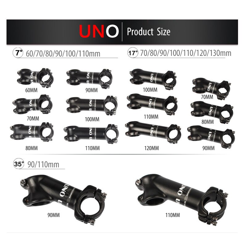 UNO Bike attacco manubrio bicicletta 1-1/2 "1/4mm Riser manubrio per BMX MTB Road Bike 7/ 17/ 35 gradi da 60mm a 31.8mm lega di alluminio