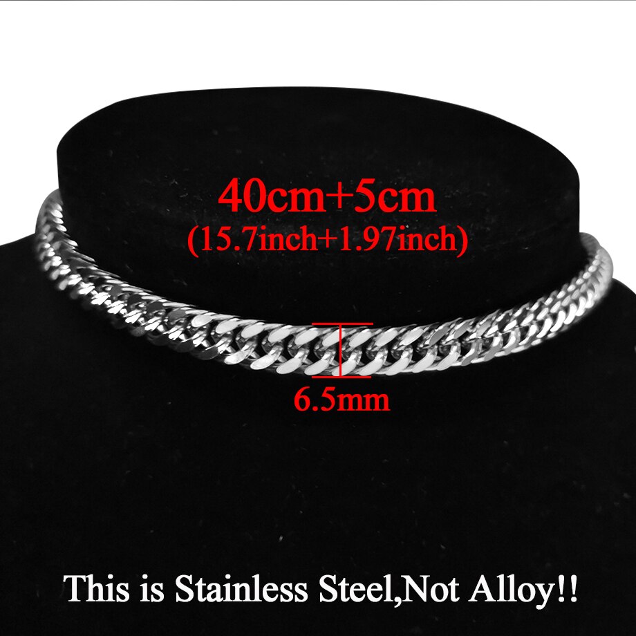 Punk Stainless Steel Choker Necklace For Women Silver Color Short Big Thick Neck Chain Chokers Necklaces Jewelry Neckless: XL492STS40