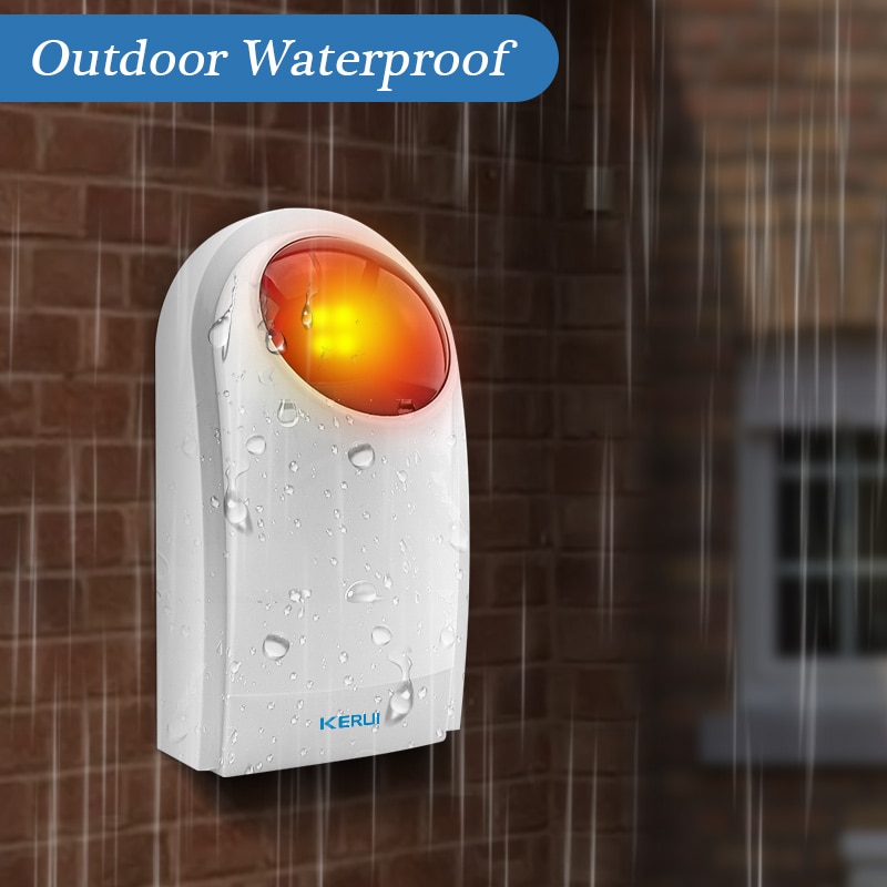 KERUI Waterproof Security Alarm System Indoor Outdoor Wireless 110dB Flash Siren Strobe Light Siren Burglar Sensor Alarm System