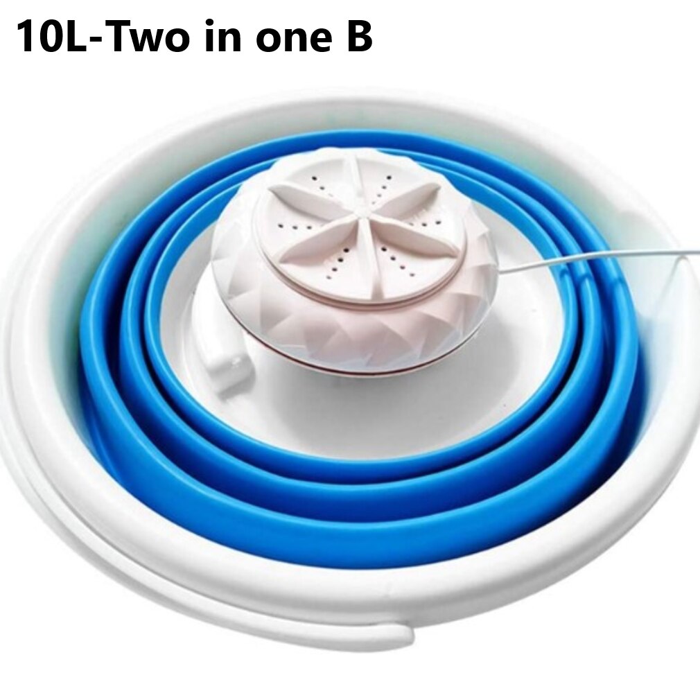 Taitettava pesukone ultraääniturbo minipesukone minisukat ja pikkuhousut puhdistustuote: Sininen -10l-2 in 1 b