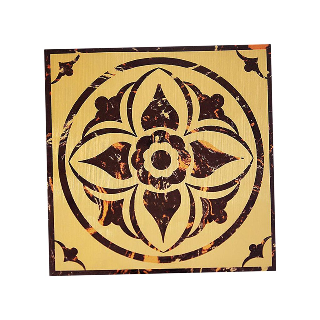 Removable Self Adhesive Floor Stickers PVC Brushed Gold: Style06-60x60cm 40x