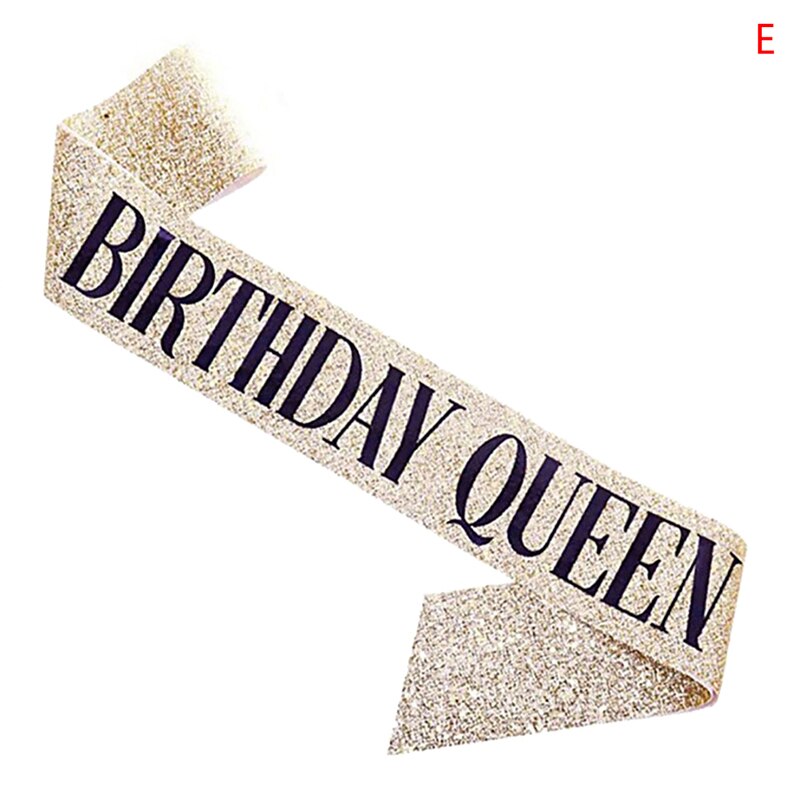 Ceinture en Satin pour anniversaire de 21 ans, fournitures de fête pour reine et fille, décoration d'anniversaire: E