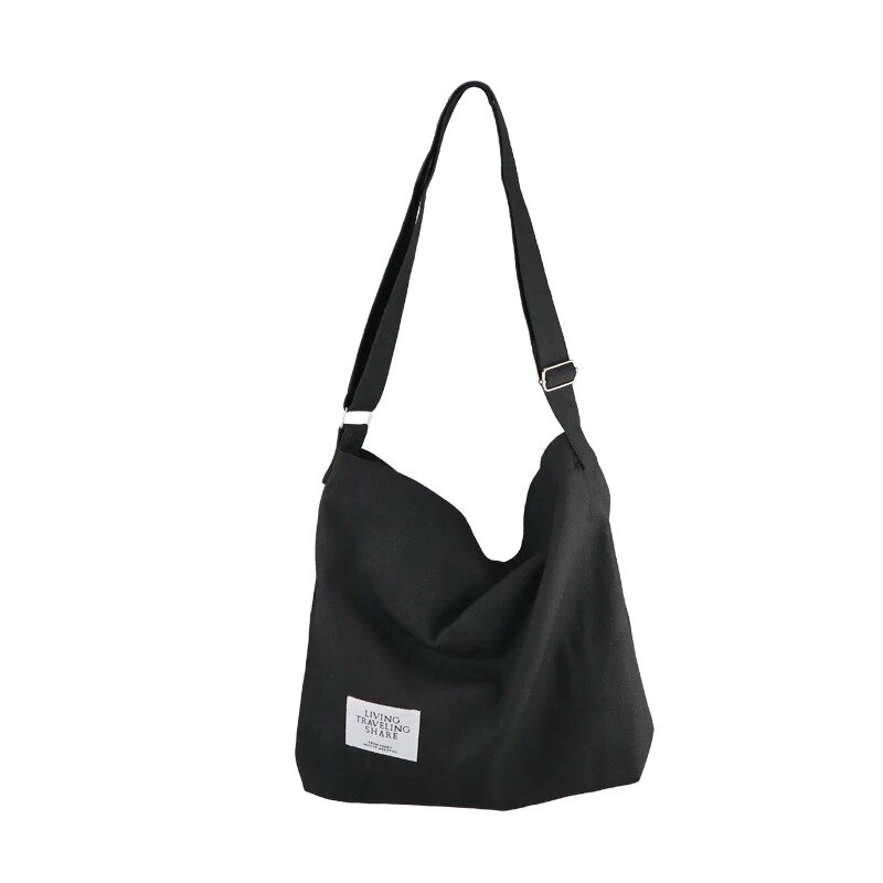 Borsa a tracolla in tela di grandi dimensioni retrò da donna borsa a tracolla Hobo capiente borsa a tracolla borsa a tracolla Casual per lavoro, spiaggia: Black