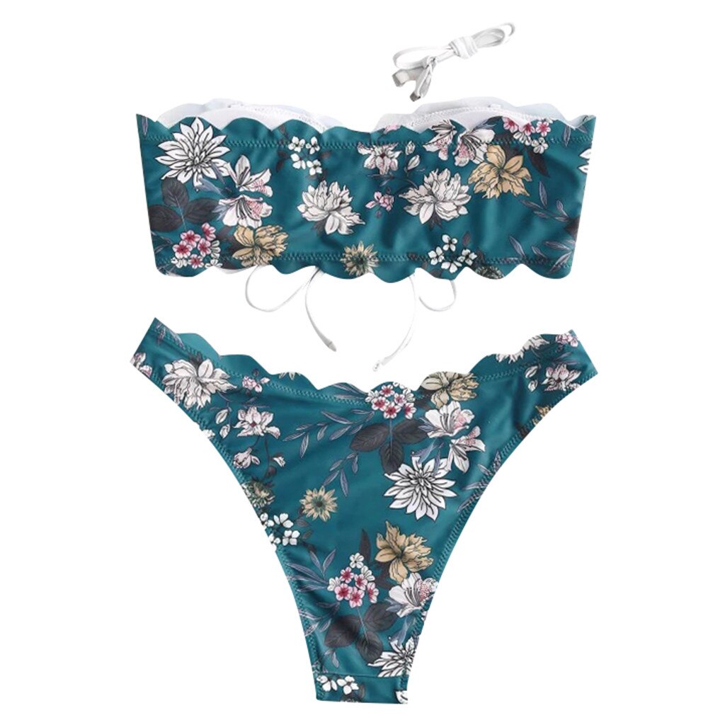 JAYCOSIN Women's Two Piece Filled Bra Sexy Floral Print Female Bra Summer Lingerie Beachwear Backless Bandage 19Dec23