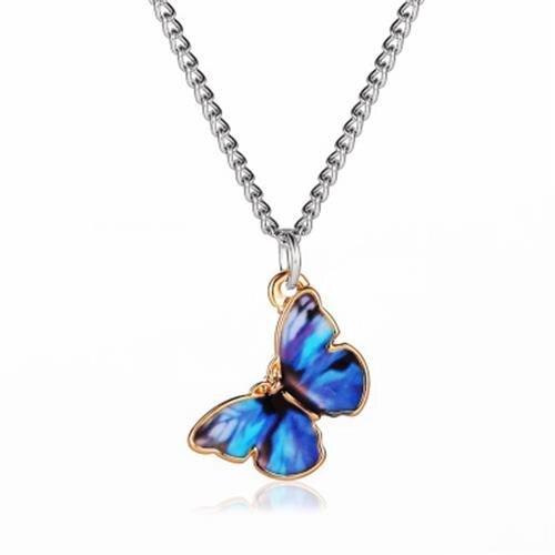 Paars Blauwe Vlinder Hanger Ketting Voor Vrouwen Sleutelbeen Keten Vintage Titanium Wedding Ketting Choker Sieraden: Purple Necklace