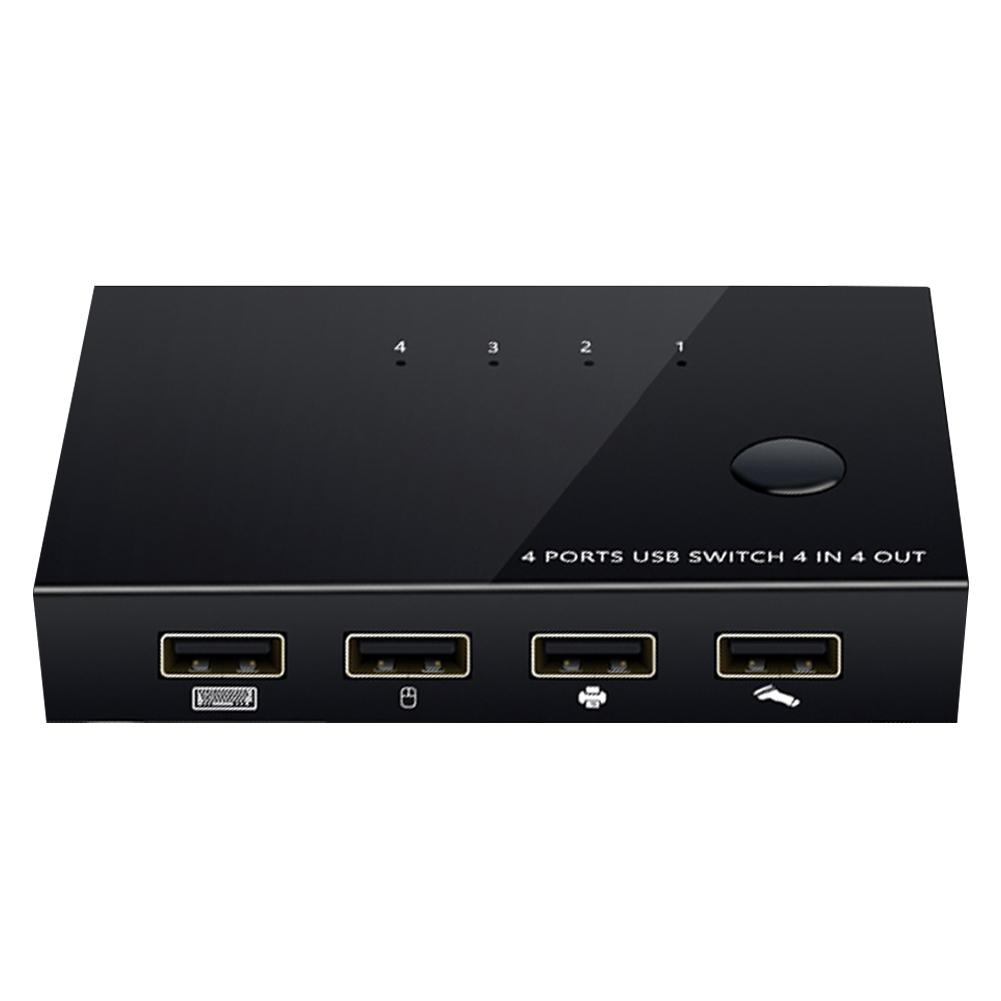 USB 2.0 Sharing Switch 4 Port USB Peripheral Switcher Adapter Box Hub 4 PCs Share 1 USB Device For Printer Scanner