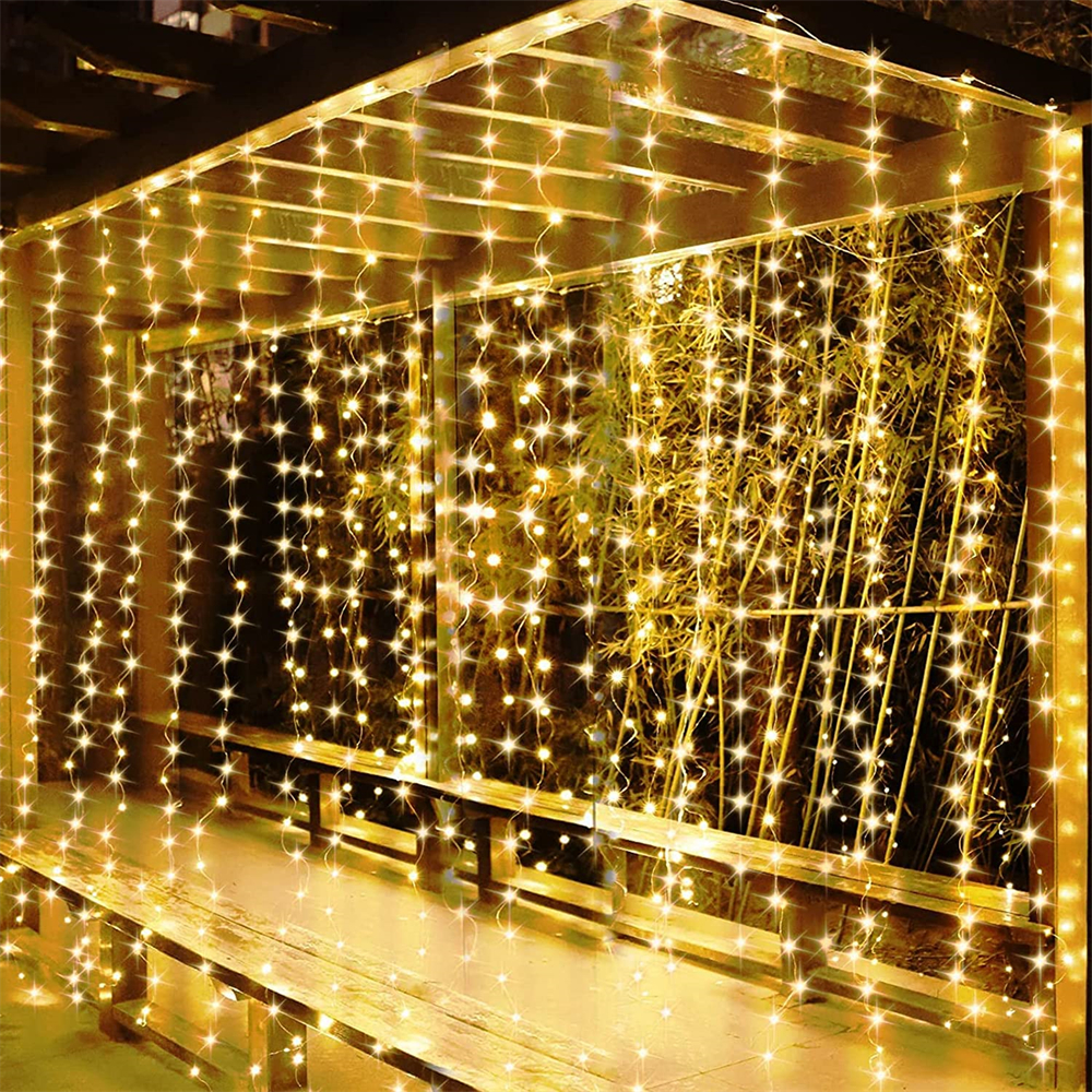 3x1M/3x2M/3x3M LED Copper Wire Icicle Curtain Lights USB Fairy Window String Lights Garland For Xmas Wedding Party Garden
