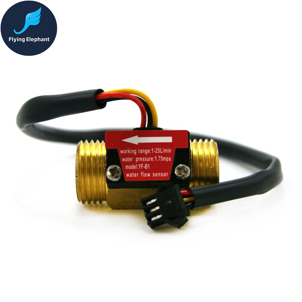 Full Copper Water Flow Sensor 1.75Mpa G1/2 Pulse Hall Flow Meter Switch 1-25L/Min