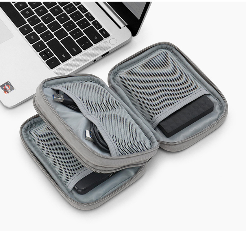 Dual PU Leather External Hard Disk Organizer Bag Single Layer 2.5 inches Hard Drive Protective Case Portable Power Bank Bag
