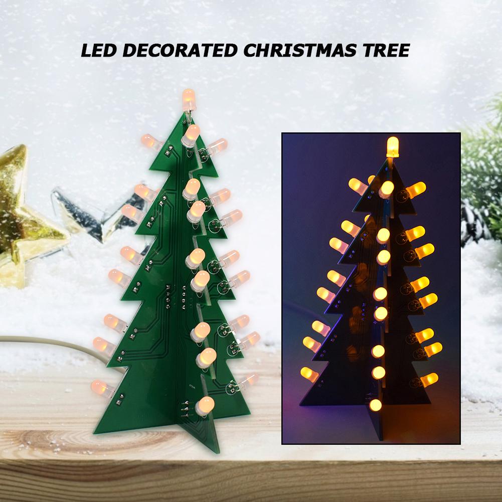 3d juletræ ledet holdbart bærbart flash kredsløbssæt elektronisk haveindretning scene rekvisitter
