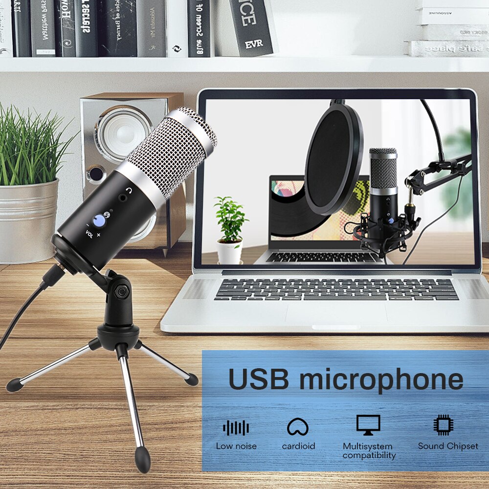 bm 800 Condenser Microphone 3.5mm Headphones jack USB bm800 Microphone for Computer Karaoke Studio Recording mic With Stand