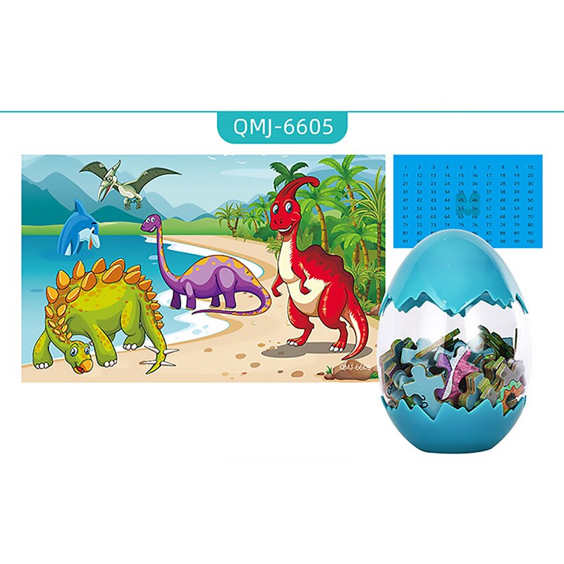 60pcs Wooden Christmas Dinosaur Puzzle Toy Dinosaur Egg Packaging 3D Mini Puzzle Board Decoration Toy: 6605