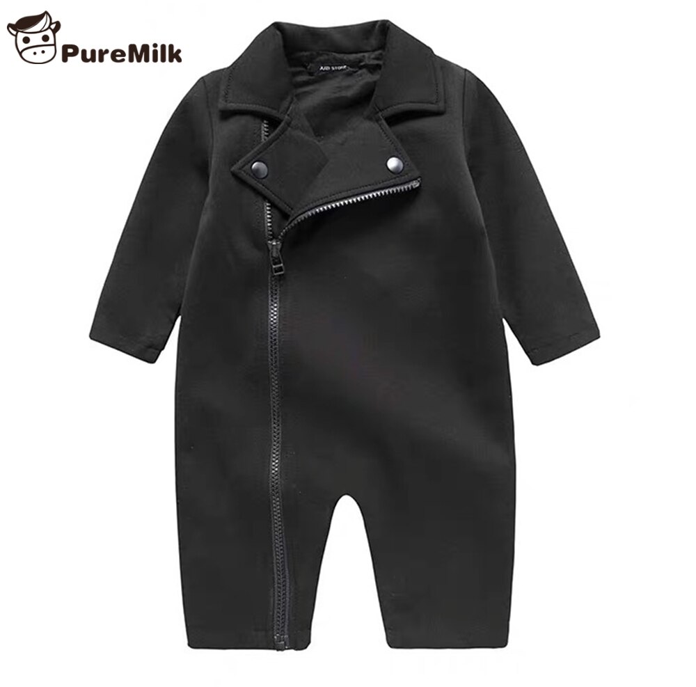 Puremilk Baby Romper Lange Mouw Baby Jongens Kleding Grijs/Zwarte Lente Kleding
