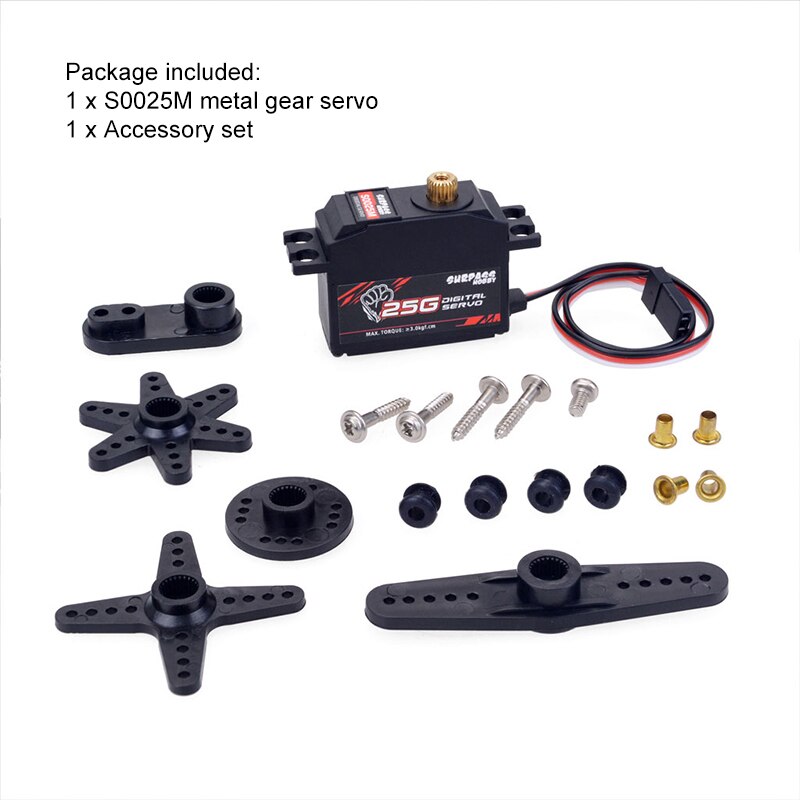 SURPASS Hobby S0017M 17g Metal Gear 1.8KG Digital Servo for RC Airplane Robot 1/18 1/16 Truck Car Boat Duct Plane: 25g Metal Gear