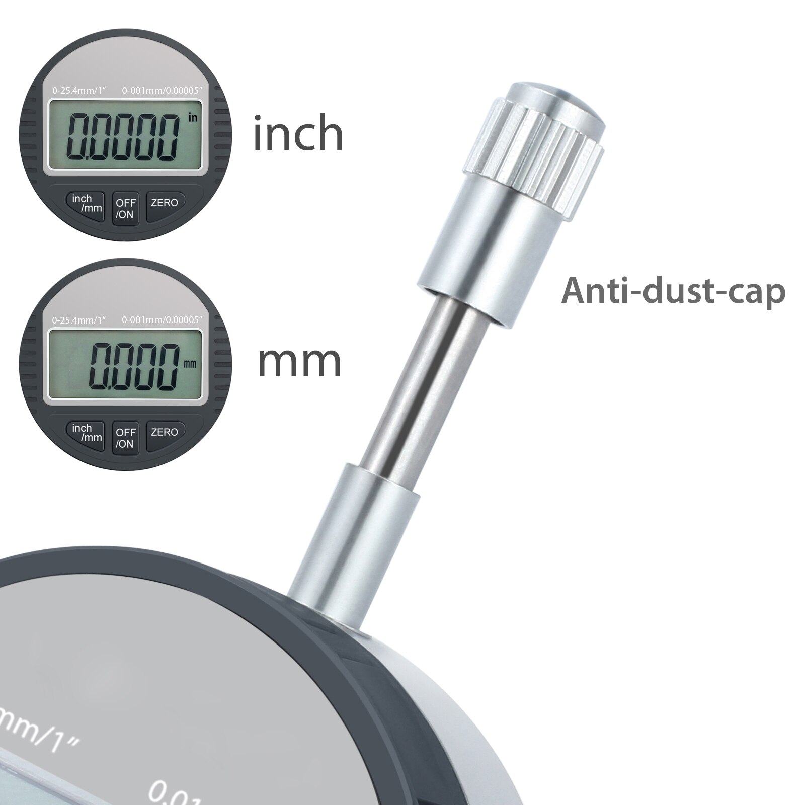 TANiCE 0.001/0.00005'' Digital Probe Indicator DTI Digital Dial Indicator Test Gauge Range 0-25.4mm/1'' Dial Test Indicator