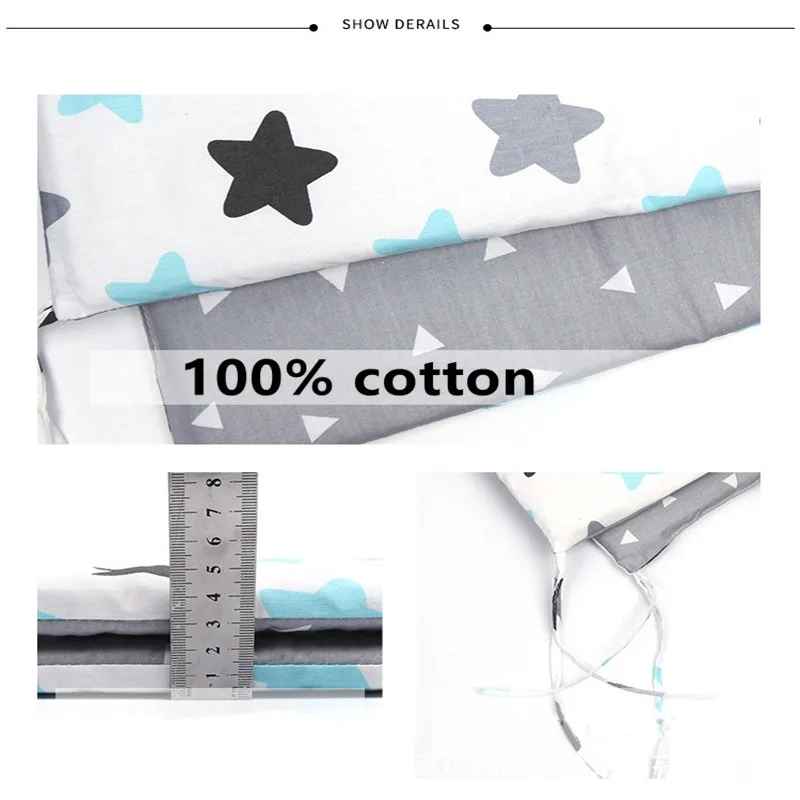 Nordic Sterne Baby Bett Verdicken Stoßstangen Zipper einteiliges Krippe Um Kissen Kinderbett Schutz Kissen 200*30 CM