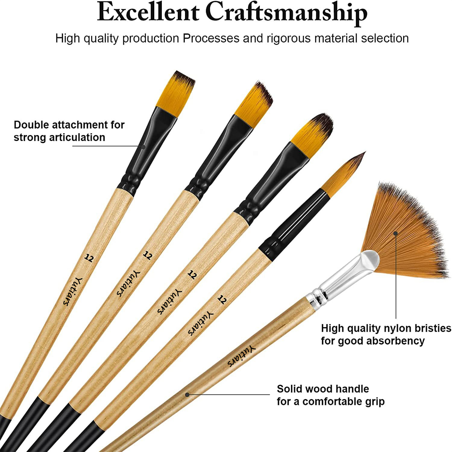 28/32 Pieces Paint Brush Set, Artist Series, Nylon Bristles with Round, Filbert, Flat, Fan, Angle, Fine Detail Brush for Artists