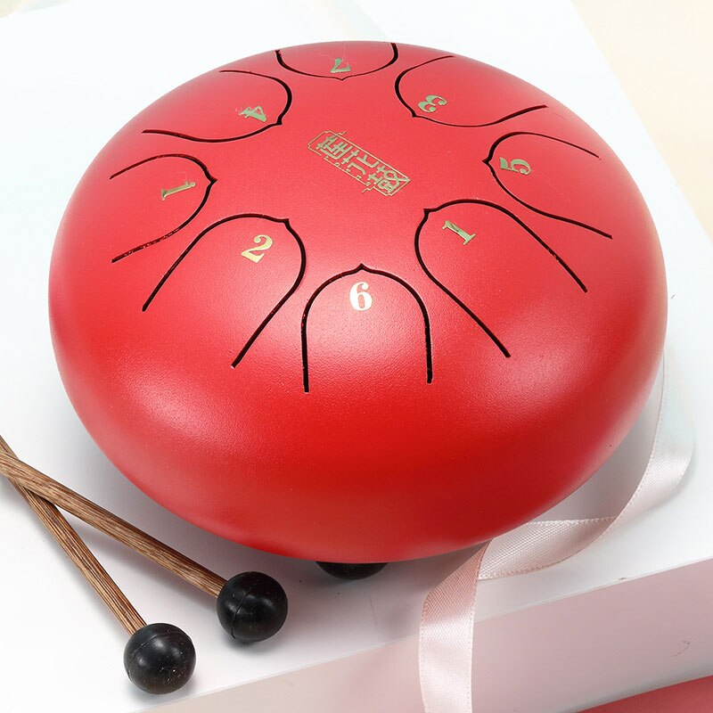 Nature Steel Drum Kit Tongue Drum 6 Inch 8 Tune Steel Hand Pan Drum Tank Drum Percussion Instruments Handpan S: Red