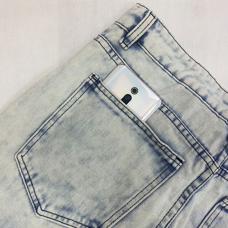 Men&#39;s jeans summer loose trousers trendy street men&#39;s collocation autumn straight pants ripped motorcycle boy pants