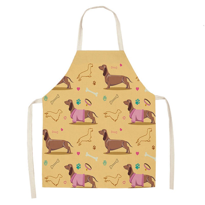 Bulldog Teckel Gedrukt Keuken Schort Voor Vrouw Mouwloos Katoenen Linnen Bib 53*65Cm Thuis Koken Bakken Schoonmaken Tool WQ0037: 2WQ-WQ0028-5