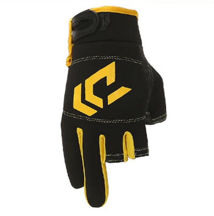 Fiskehandskar Herr - Tre-fingers Klipp - Halkskydd - Sport Halv Finger: Gul
