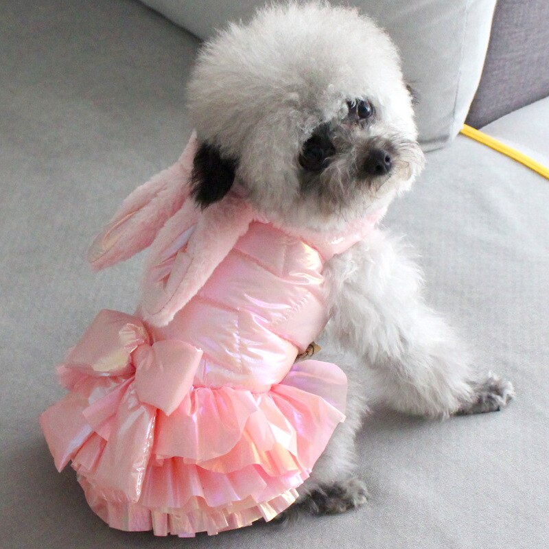 Pink grønne farver super og varme kjoler til hunde hundetøj efterår og vinter tykt tøj til kæledyr lille hundekjole