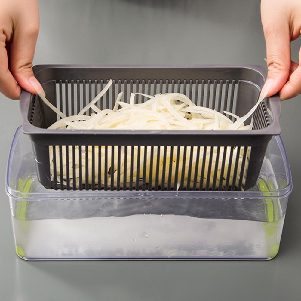 Vegetable Grater & Julienne Slicer Cutter for Vegetable With 7 Thickness Interchangeable Stainless Steel Blades Food Container