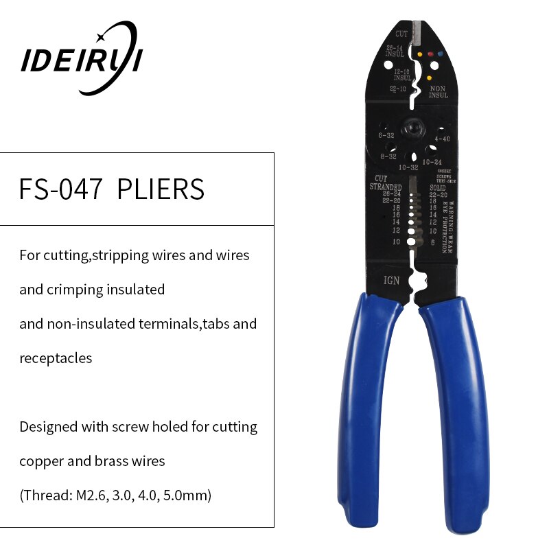 Alicates de prensado multiherramienta, combinación de terminales eléctricos, pelacables de corte, Alicates eléctricos, FS-051,: FS-047 Blue