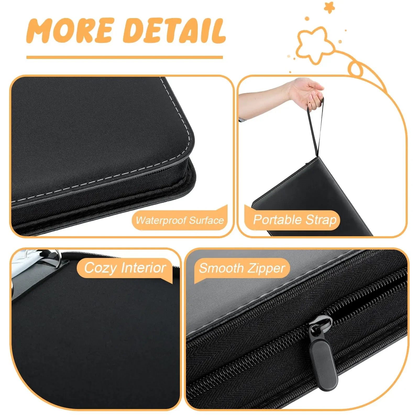 4/9 Pocket Card Collection Binder Binder with Zipper and Handle for Game/Football Card Collector's Book Trading Card Binder