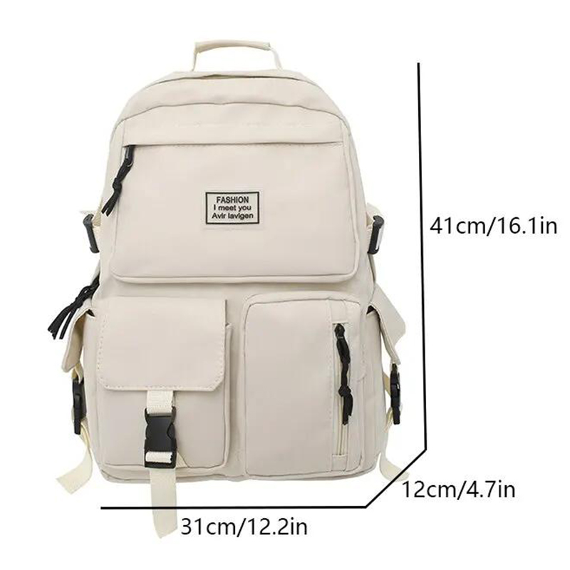 Large-capacity Multi-pocket Men and Women Universal Nylon Leisure Simple Schoolbag Insert Buckle Computer Backpack