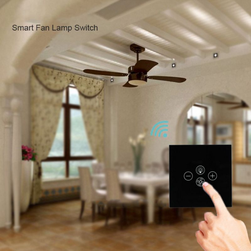 Smart wifi blæser lysafbryder eu / us loftsventilator lampe switch timer indstilling