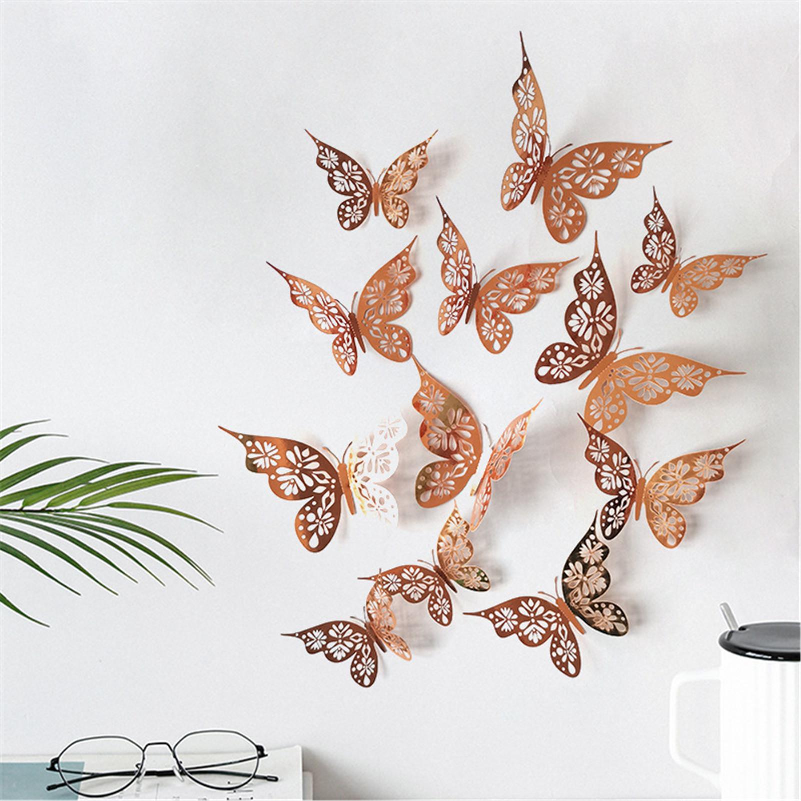 12 stuks 3d holle vlinders huis kinderkamer woonkamer slaapkamer muursticker decoratie sticker 3d stickers