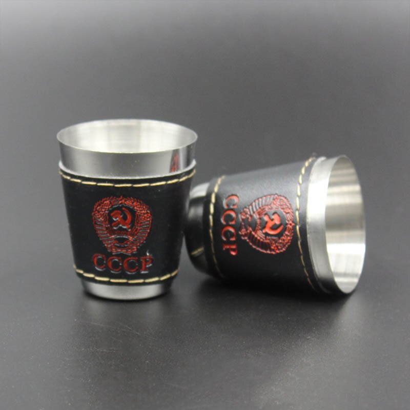 Przenośny skórzany pokrowiec alkoholu akcesoria podróży kemping kubki 30ML 4 sztuk zestaw kubków materiały zewnętrzne wina szklanki robić Whisky lub piwa