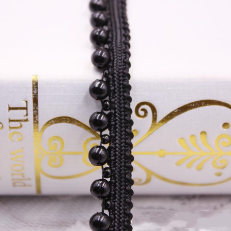 Cinta para ajuste de borde de encaje de perlas de 10 yardas, adornos de encaje trenzado, ribete de cuentas, tela bordada, apliques de costura, manualidades DIY, decoración de ropa: Blanco