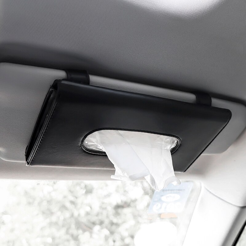 Car Sun Visor Tissue Box Holder PU Leather Paper Napkin Organizer Hanging Tissue Towel Case Car Interior Auto Accessories