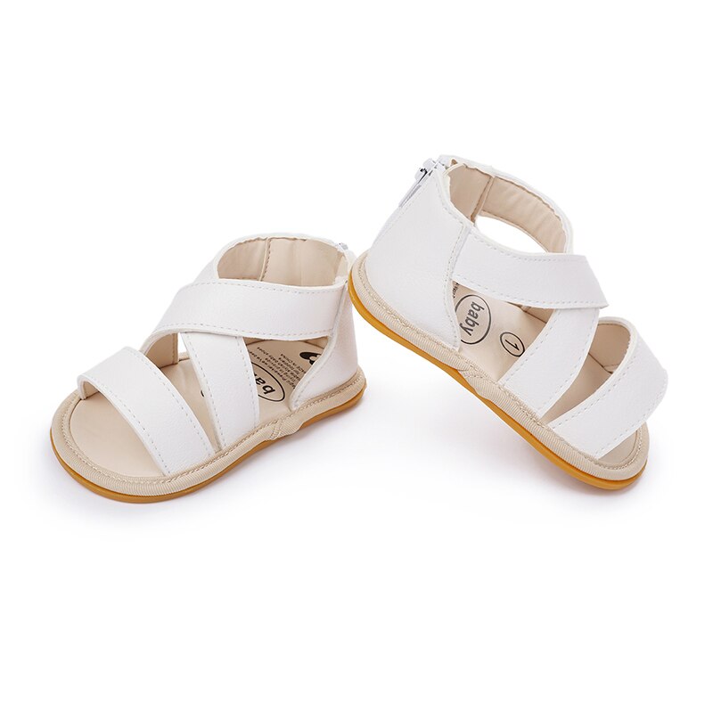 Sandales d'été en cuir PU pour bébés de 0 à 18 mois, chaussures pour nouveaux-nés, filles et garçons, solides, antidérapantes, respirantes,