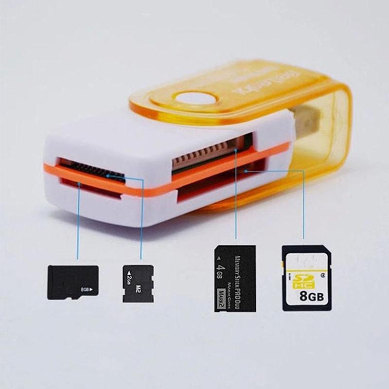 Rotating 4-in-1 multi-function card reader Universal one SD slot promotional multi-hole reader H3A9